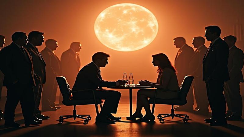 Parody teaser poster shows Knox and Lewinsky mid-interview, illuminated by a halo of dramatic explainers.