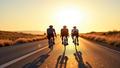 Cyclists idling on a sunbaked road, staring at an empty horizon where a finish line should be.