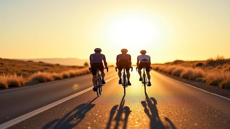Cyclists idling on a sunbaked road, staring at an empty horizon where a finish line should be.