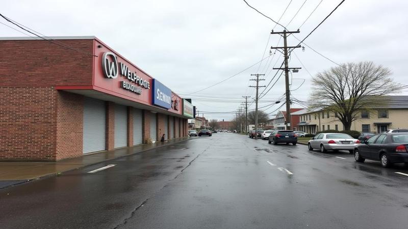 Shuttered storefronts in Kingston amid storm prep, residents securing roofs, streets emptied, gray sky churning with approaching outer bands.