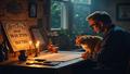 An economist in a dim office summons a chart with candles, a Ouija board, and a skeptical cat staring at a wobbly payroll line.
