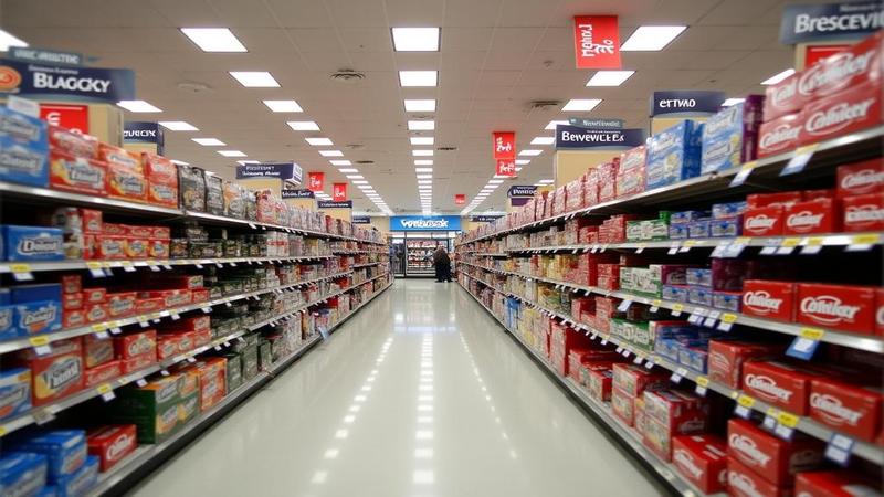Store shelves stocked with bargain banners while executives plot the quarterly comeback.