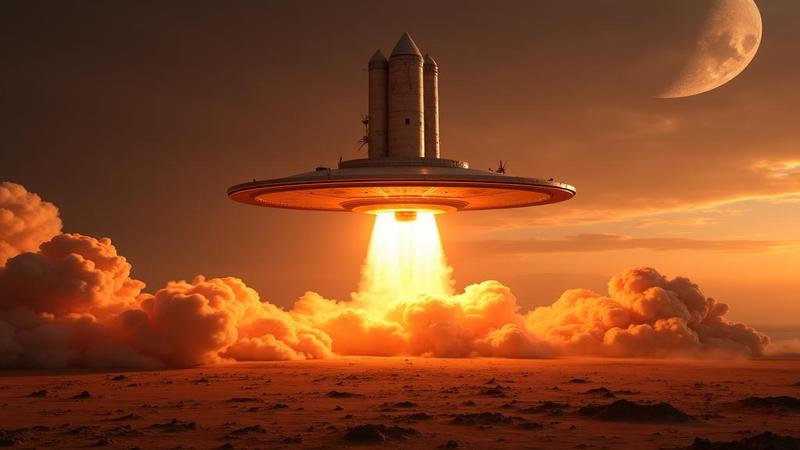 Starship lifts off in a plume of fire and dust, horizon shimmering like a stovetop set to ‘sauté planet.’