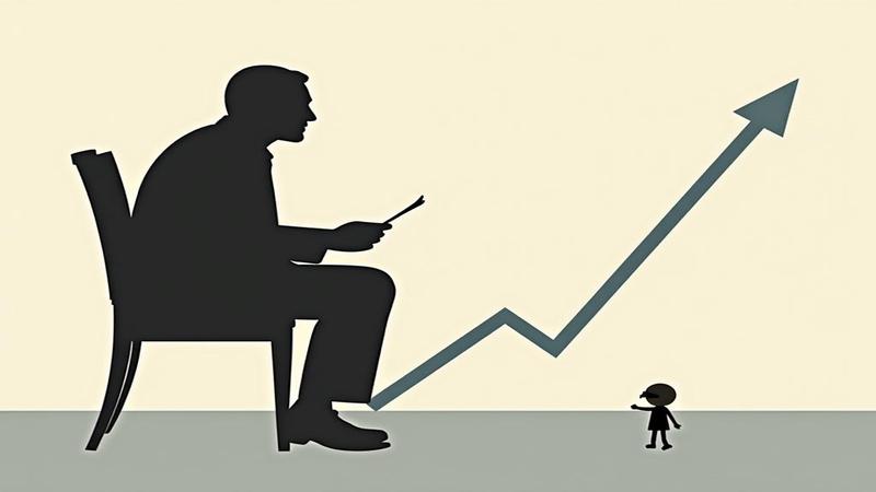 Fed chair silhouette hovers over a cooling graph with a tiny rate-cut sign.