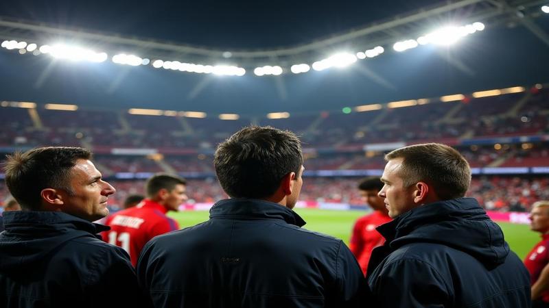 Rodriguez confers with players under bright stadium lights, while a banner reads 'Back and Better' in muffled font.