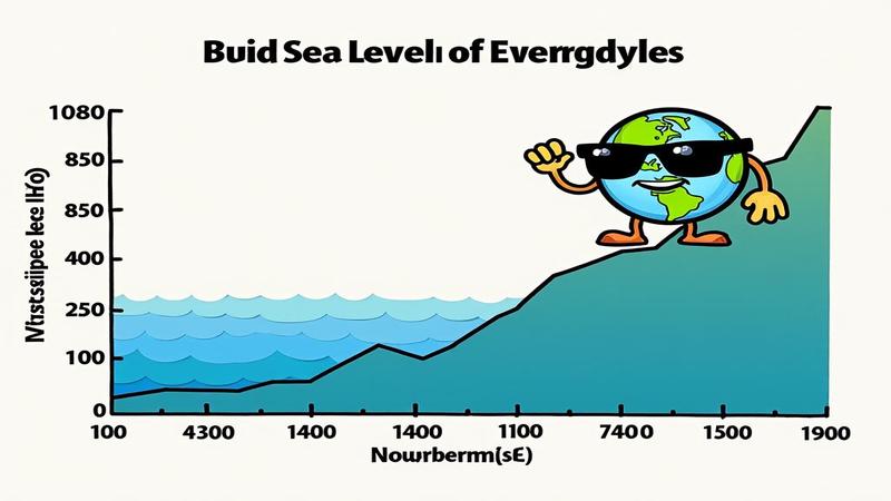 A 1990s-era sea-level chart with a smug globe mascot wearing sunglasses.