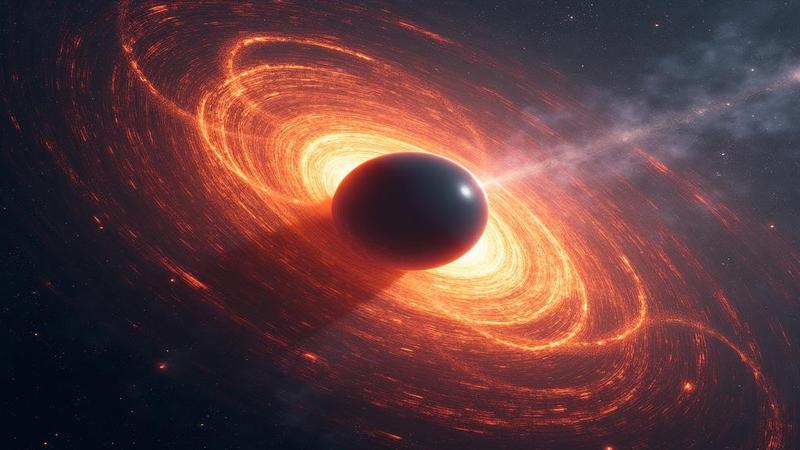 Artist impression of two spinning black holes colliding, spacetime ripples radiating outward like a cosmic subwoofer testing the neighborhood’s patience.