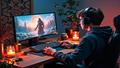 A gaming PC surrounded by talismans, burning sage, and a user clutching a power strip like a rosary.
