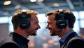 Bose engineers duel Sony and Apple avatars with oversized earcups as shields, confetti of decibels flying.