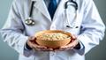 A cardiologist holds a bowl of oats while adjusting a stethoscope, promising the snackable salvation.