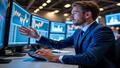 Trading floor erupts as CRWV spikes, a hyperactive analyst waves a calculator, and servers glimmer in the background like chrome on a sunny day.