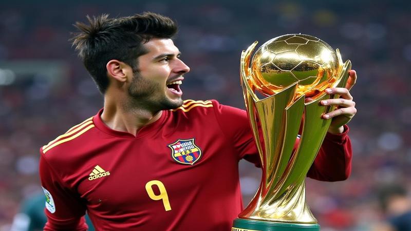 Suárez mid-rant as Seattle lifts the trophy; a stray droplet arcs like a tragic comet.