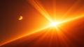 a ridiculously stretched sunward glow, like a comet auditioning for a taffy commercial in zero gravity.