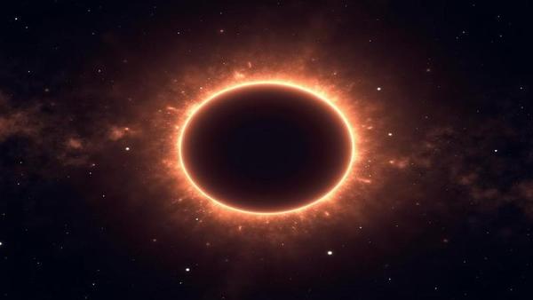 A glowing ring around darkness at the galactic center with cheeky AI overlay notes and arrows.