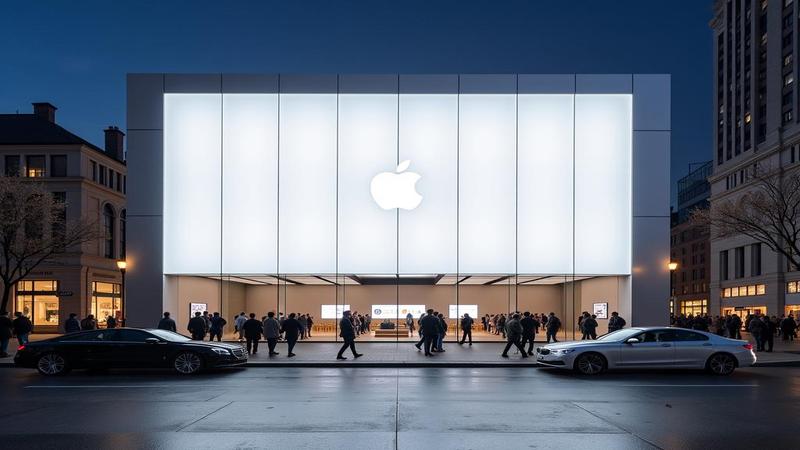 A gleaming rumor board looms over a silent Apple showroom as the wait stretches into next year.