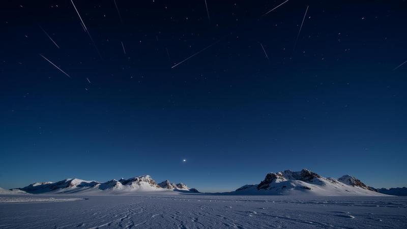 Long-exposure over Antarctica with star trails and a faint streak, implying a stealth asteroid flyby that slipped past Earth while telescopes looked elsewhere.