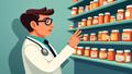 Bespectacled doctor surveys a wall of pill bottles, pondering which GLP-1 option might finally justify the grocery bill.