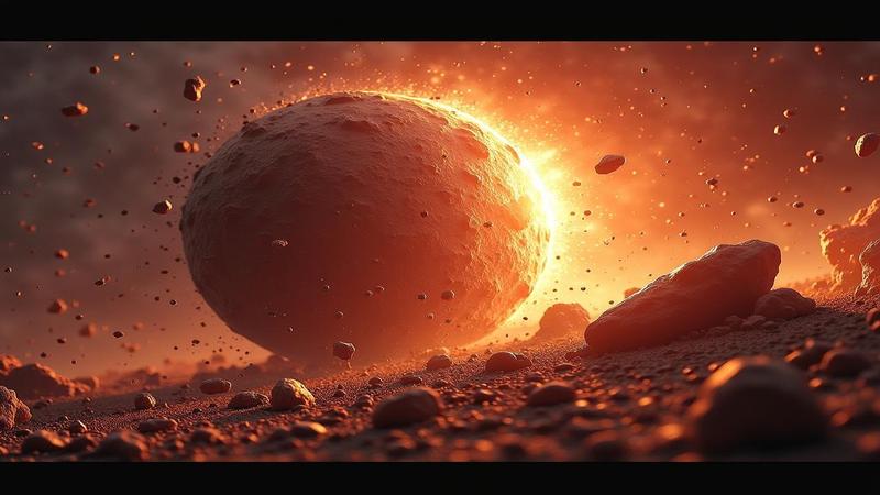 A high-resolution frame captures DART's dramatic impact moment as the asteroid pretends to shrug.