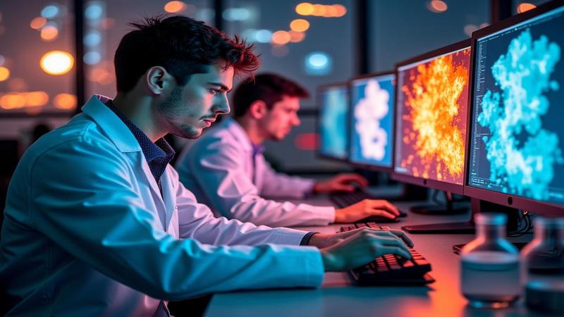 Testers in lab coats mash keyboards as a DO NOT STREAM sign glares; beakers labeled patch 0.0.1 bubble beside monitors showing spectacular explosions and redacted NDAs.