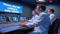 Scientists in lab coats celebrate beside a glittering console, while a banner proclaims victory over nothing in particular.