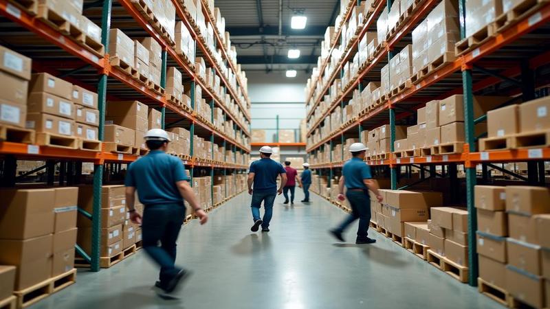 A warehouse shelf teeters with vaccine boxes as workers chase through a maze of forms.