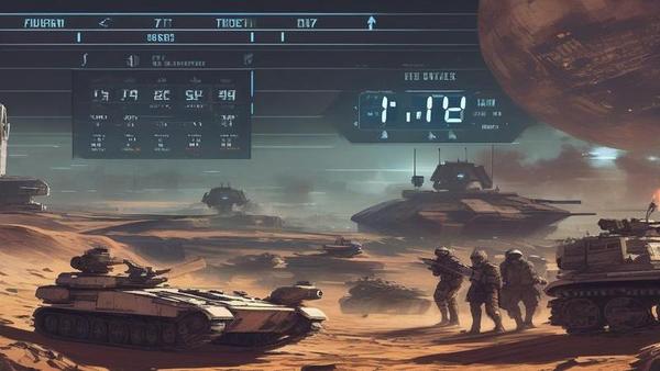 A dramatic countdown clock over a sci-fi battlefield, players squinting at overlapping time zones like a boss mechanic.