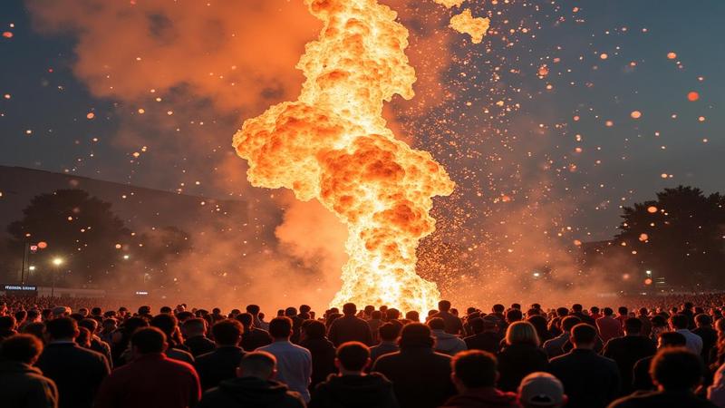 Crowds gather as incense swirls above a map of potential ceasefires.