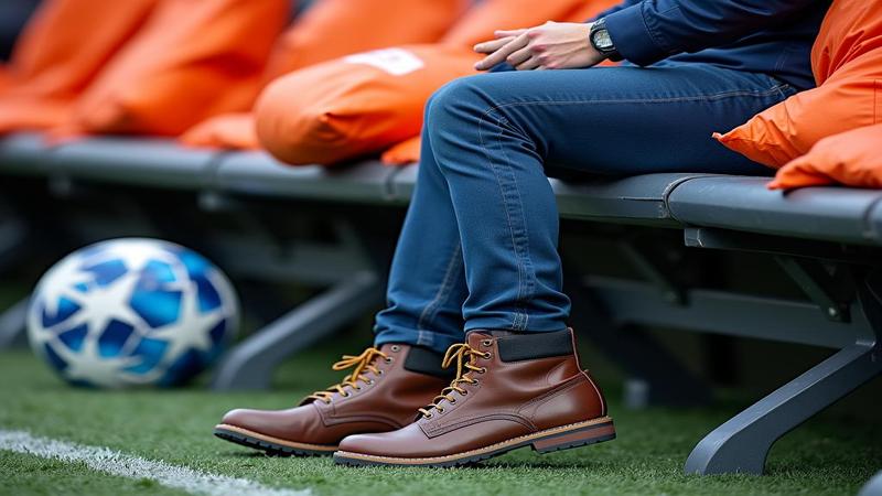 Close-up of a sideline bench with heat packs, walking boots, and a lonely football wondering if it's doubtful or limited.