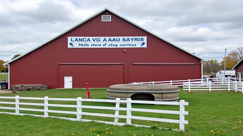 Lancaster County dairy barns backdrop as health banners hang, reminding residents to wash hands and stay curious.