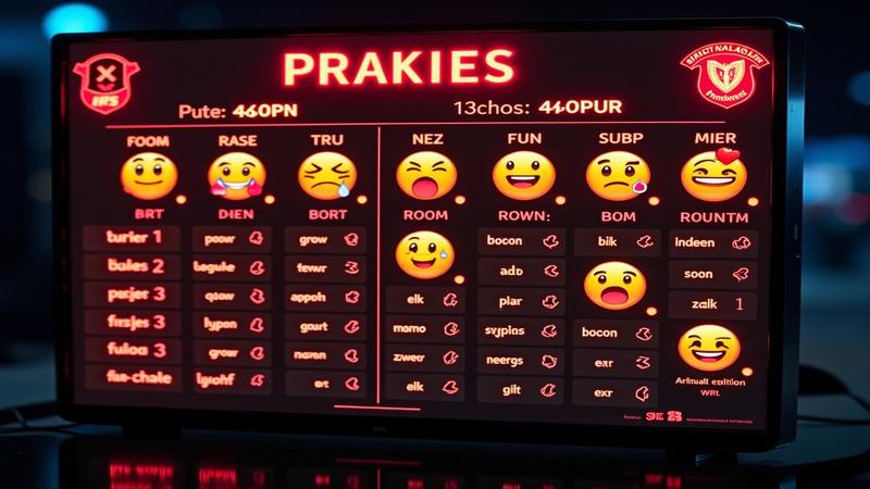 a chaotic draft board glowing with absurd point projections and goofy emojis.