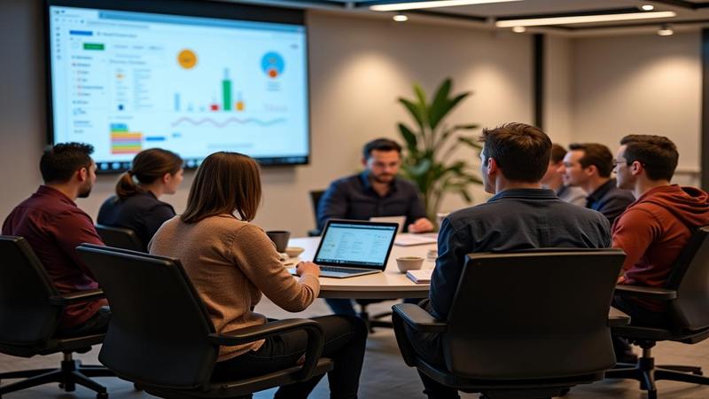 A semicircle of browser tabs in group therapy chairs while a search bar takes notes.