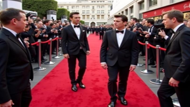 Three megastars on a red carpet, baffled by the camera, while marketers scribble improbable plot pitches.