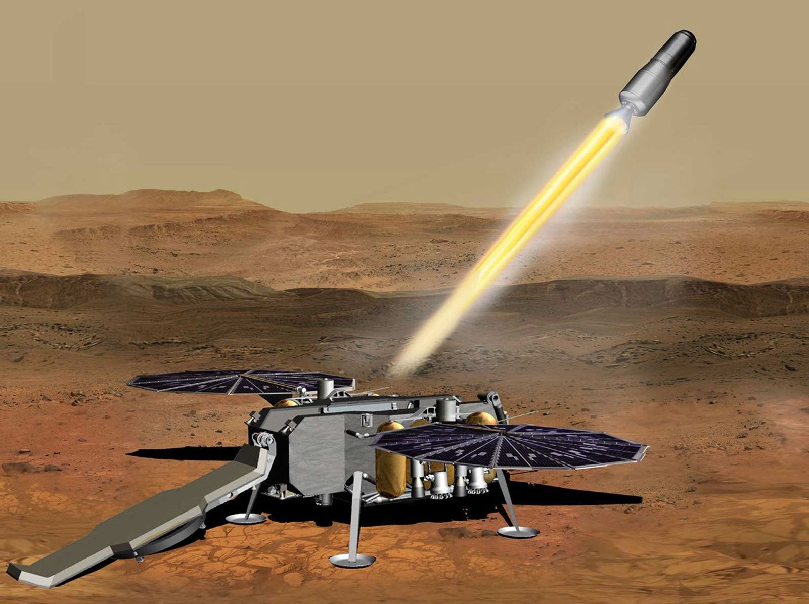 Mars Ascent Vehicle Launching with Samples (Artist's Concept ...
