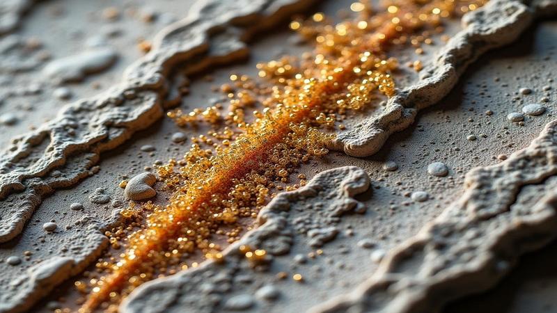Close-up of layered rock showing fresh tracks, lush plant fossils, and a telltale iridium spike, like confetti at the worst victory party.