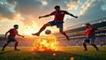A field goal exploding off a defender’s forearm as linemen look skyward, baffled by physics and life choices.