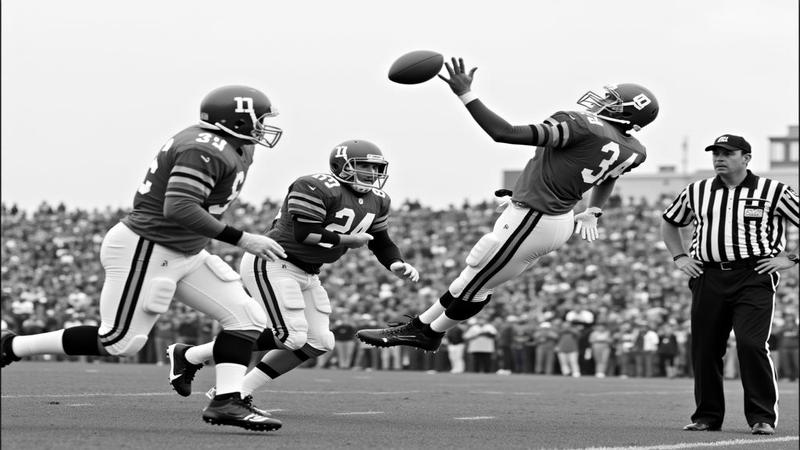 Giants defensive back and Commanders receiver airborne for a pass, ball untouched, referee pondering Euclid, crowd caught between cheer and yawn under gray skies.