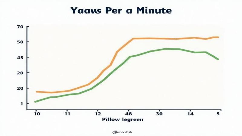 Chart shows yawns per minute with a pillow legend.