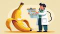 giant bandages, banana peels, a doctor wielding a comically oversized stethoscope while reading a peer-reviewed chart labeled 'Ouch per Minute'.