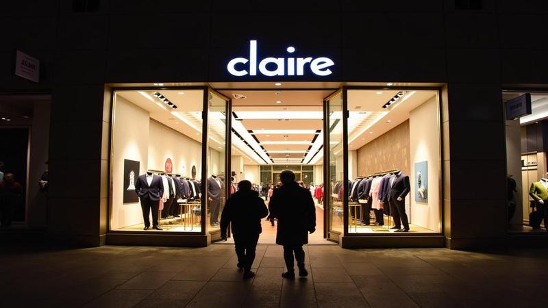 Flashbulbs explode on Claire's storefront as investors whisper about a buyout treating clearance as optional.