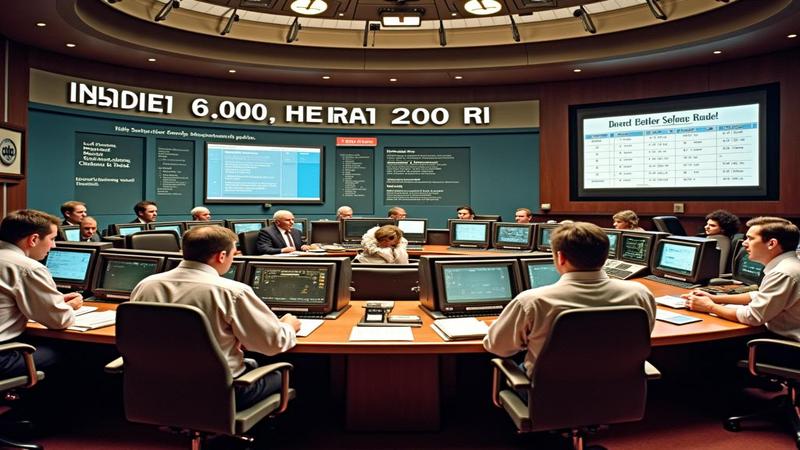 Vintage ABC control room with ON AIR sign, frazzled producers, a calendar flipped to 2001, and a blinking apology teleprompter.