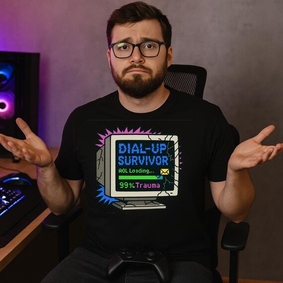 Dial-up Survivor Shirt | Funny Retro AOL Tee | 90s Nostalgia ...